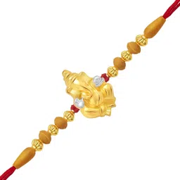 VIVASTRI Men Red Gold Silver Rudraksha Ganpati Rakhi for Brother-image-47
