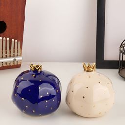 Glimpse Homes Blue & White 2 Pieces Pomegranate Figurine Showpieces-picture-0