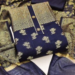 HERE&NOW Floral Woven Design Unstitched Dress Material-image-74