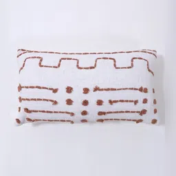 Art Avenue White & Brown Embroidered Rectangle Cushion Covers-36