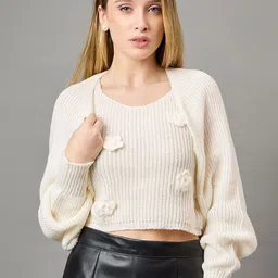 KASMA Women Woollen Round Neck Pullover Sweaters-picture-0