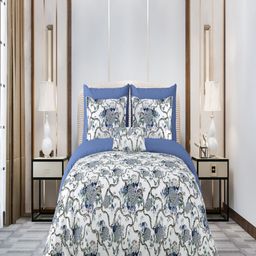 Qfab Blue 300 TC King Bedsheet with 2 Pillow Covers-image-28
