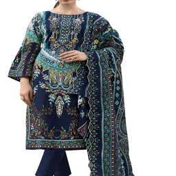 DRAVINAM Trends Floral Embroidered Pure Cotton Unstitched Dress Material-picture-18