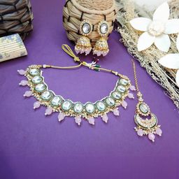 VATSALYA creation Alloy Gold- plated Pink Jewellery Set-picture-27