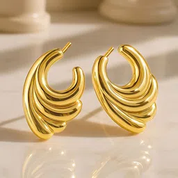 Rubans Voguish 18K Gold-Plated Stainless Steel Tarnish-Free Waterproof Sculpted Swirl Stud-picture-20