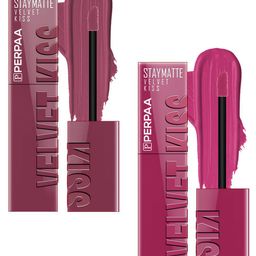 PERPAA Velvet Kiss Set Of 2 Liquid Lipstick - 3.5 ml Each- Light Mauve - 02 -Dark Pink-08-2
