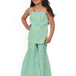 Miss & Chief Girls Floral Printed Regular Pure Cotton Kurta with Sharara-picture-38