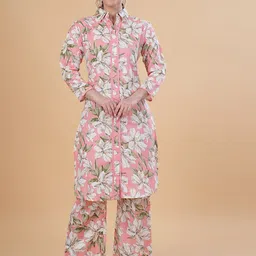 Dreambe Adults-Women Pink Pure Cotton Night suits-picture-0