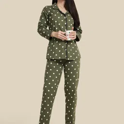 ETC Polka Dot Printed Lapel Collar Pure Cotton Relaxed fit Shirt & Pyjamas-picture-14