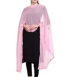 Karthav Fashion Floral Embroidered Mirror Work Chiffon Barfi Dupatta-picture-50