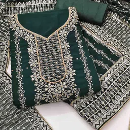 DIVASTRI Floral Embroidered Beads and Stones Unstitched Dress Material-image-68