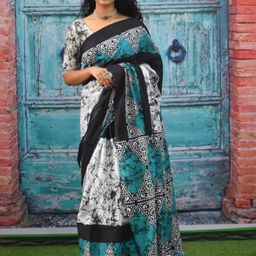 JAIPURI PRINT Ethnic Motifs Pure Cotton Block Print Saree-10