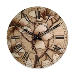 OLIVE TREE Brown & Black Floral Printed Contemporary Wall Clock-image-39