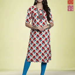 Moda Rapido Selection Of 3 Floral Printed Round Neck Straight Kurtas-image-31