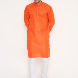 Maharaja Men Geometric Woven Design Mandarin Collar Kurta with Pyjamas-image-39