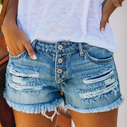 StyleCast Women Washed High-Rise Distressed Button-Fly Denim Shorts-picture-37