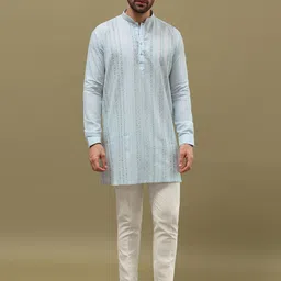KALKI Fashion Men Ethnic Motifs Embroidered Regular Thread Work Kurta with Pyjamas-34
