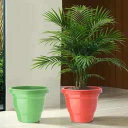 Kuber Industries 2 Pcs Red & Green Lightweight Planters image 1