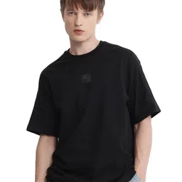 RARE RABBIT Men Solid Round Neck Cotton Oversized T-shirt-image-57