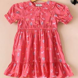 Bella Moda Girls Puff Sleeve Cotton Fit & Flare Dress-image-86