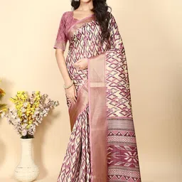 J 6 DESIGNER Zari Art Silk Designer Block Print Saree-picture-57