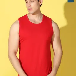 WOOSTRO Pack Of 2 Printed Knitted Gym Vest - VWS26(PLAIN RED)(ALONE PEACOCK)-image-22