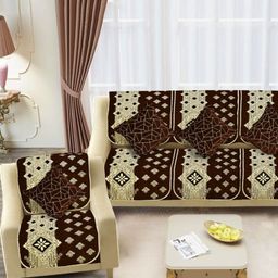 SAWNA HOMES Brown Embroidered Velvet Sofa Cover-image-97