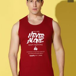 WOOSTRO Pack Of 2 Printed Super Combed Cotton Gym Vests VWS26(ALONE MAROON)(ENJOY OLIVE)-image-55