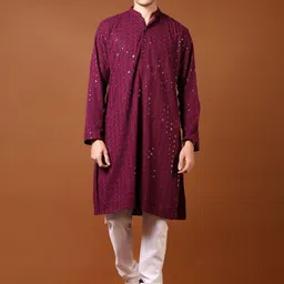 V-Mart Self Design Mandarin Collar Straight Sequinned Kurta With Churidar-picture-27