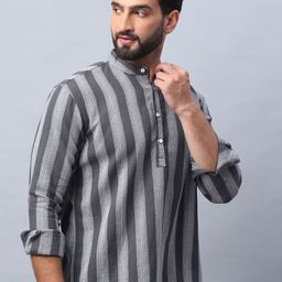 Jompers Men Striped Extended Sleeves Kaftan Kurta-image-45