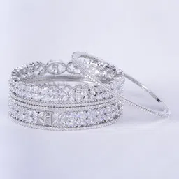 Opal Touch Set Of 6 Rhodium-Plated AD Studded Bangles image 2