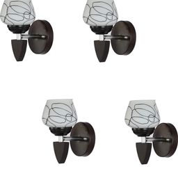 1ST TIME Pack Of 4 Black & White Glass Traditional Spherical Shaped Wall Lamp-picture-41