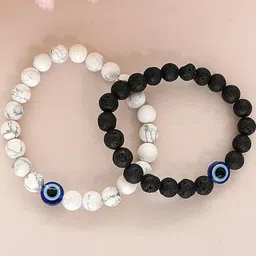 Divine souvenirs Unisex Set Of 2 Artificial Beaded Elasticated Bracelets-15