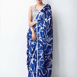 Mitera Abstract Printed Chinon Saree With Blouse Piece-picture-48