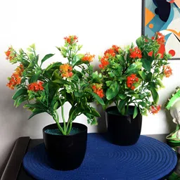 FOLIYAJ Green 2 Pieces Artificial Plant With Pot-image-77
