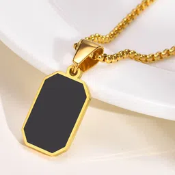 Bling Queen Gold-Plated Onyx Studded Pendant Chain-image-14