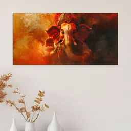nestroots Orange & Black 1 Piece Canvas Religious Wall Paintings-picture-23