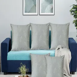 RRC Grey & Silver-Toned Set of 5 Velvet Square Cushion Covers-image-65