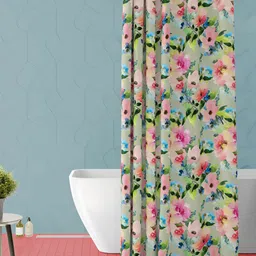 ArtzFolio Green & Pink Floral Printed Waterproof Shower Curtain-image-69