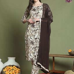 Merira Selection Of 2 Floral Printed Sweetheart Neck Straight Kurta With Trouser & Dupatta-13