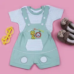 V-Mart Infant Boys Embroidered Pure Cotton Dungaree With T-Shirt-image-74