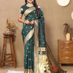 AVANTIKA FASHION Kalamkari Woven Design Zari Pure Silk Banarasi Saree-image-28