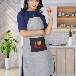 KANUSHI INDUSTRIES Black & Yellow Checked Cotton Waterproof Chef Apron-image-87