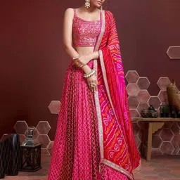 FABPIXEL Embellished Mirror Work Semi-Stitched Lehenga & Unstitched Blouse With Dupatta-image-44