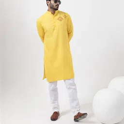 PulseIQ Men Yellow Kurtas-image-12