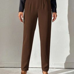 HIGH BUY Women Solid Pencil Skinny Fit High-Rise Pleated Trousers-image-88