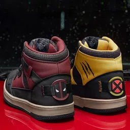 The Souled Store Men Wolverine X Deadpool Colourblocked PU High-Top Sneakers-image-10