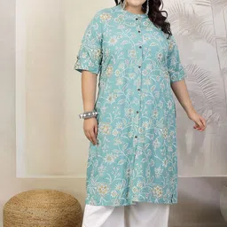 Little More By Stylum Women Floral Printed Pastels Kurta-image-25