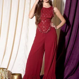 indo street Embordered Top With Palazoo Co-Ords-image-26