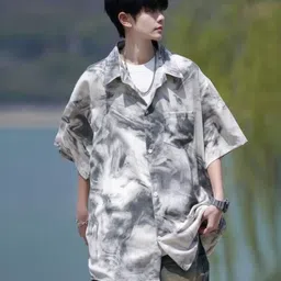 StyleCast Men Standard Oversized Fit Spread Collar Abstract Printed Casual Shirt-image-31